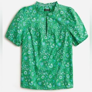 Ruffle-trim short-sleeve top in Liberty Thorpe Hill fabric